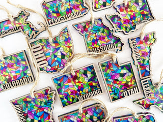 Stained Glass State Ornaments