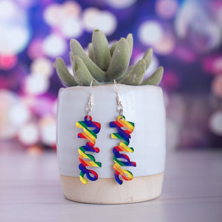 Diagonal Stripe Rainbow Pride Dangles 2
