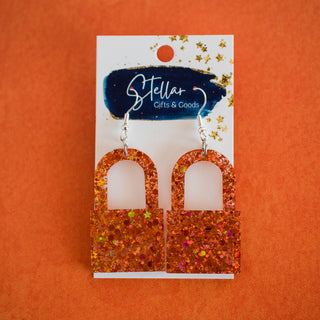 Orange Glitter Lock Dangles