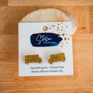 Gold Glitter School Bus Studs