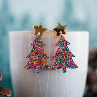 Petite Pink Confetti Christmas Tree Drops