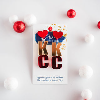 Red & Gold Mirror KC Letter Drops