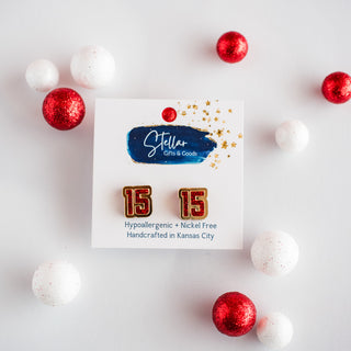 Red & Gold Glitter Double Layered 15 Studs