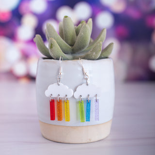 Rainbow Glitter Pride Small Rain Cloud Dangles 2