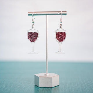 Red Wine Layered Dangle Earrings 2