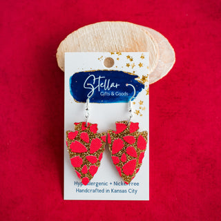 Red Arrowhead Glitter Print Medium Arrowhead Dangles
