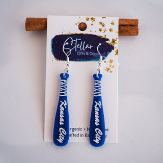 Kansas City Baseball Bat Dangle Earrings