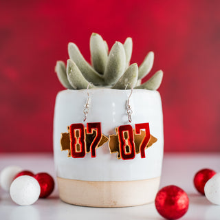 Red & Gold MIrror 87 Arrowhead Layered Dangles
