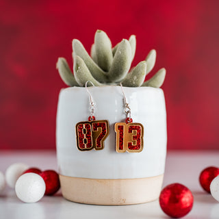 Petite Red Glitter Gold Mirror DL Number 87/13 Dangles
