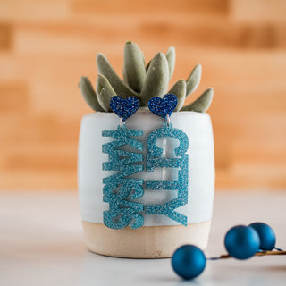 Dk Blue & Lt Blue Glitter Short Kansas City Drop Dangles