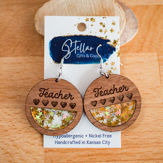 Gold Star Teacher Inset Dangles