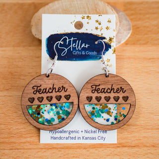 Turqouise Confetti Teacher Inset Dangles
