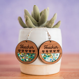 Turqouise Confetti Teacher Inset Dangles