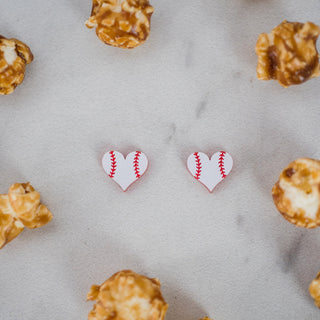 Baseball Heart Studs