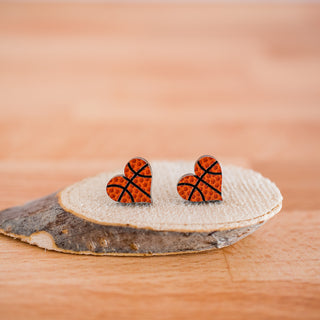 Basketball Heart Studs