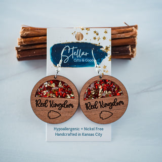 Red & Gold Chunky Glitter & Wood Red Kingdom Circle Dangles