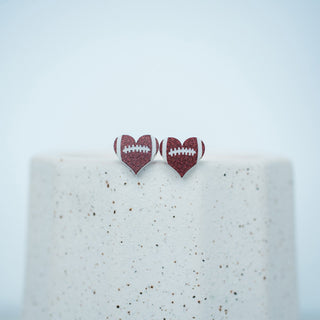 Football Heart Studs