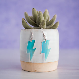 Holographic Lightning Bolt Dangle Earrings 2