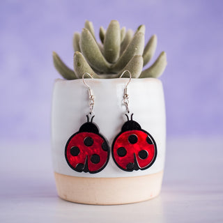 Lady Bug Layered Acrylic Dangles