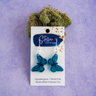 Petite Teal Butterfly Dangles