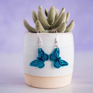 Petite Teal Butterfly Dangles 2