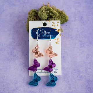 Three Butterfly Drop Dangles
