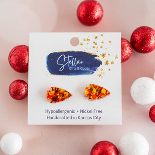Red & Gold Confetti Arrowhead Studs
