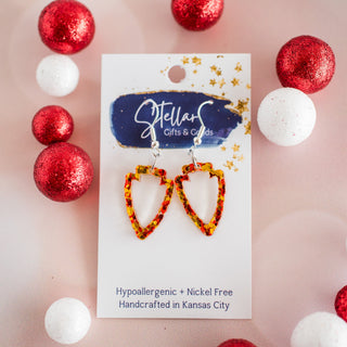 Petite Red & Gold Confetti Cutout Arrowhead Dangles
