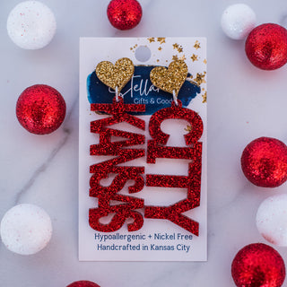 Red & Gold Glitter Short Kansas City Drop Dangles