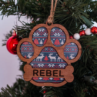 CUSTOMIZABLE Dog Paw Print Ornament