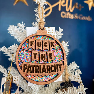 F*** the Patriarchy Pink Confetti Glitter Ornament