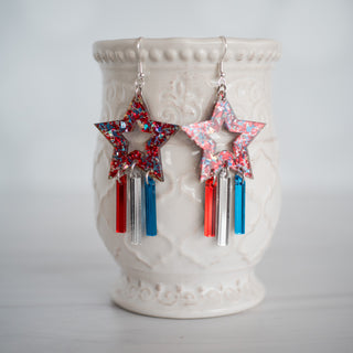 Americana Chunky Glitter Shooting Star Dangles 2