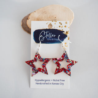 Americana Chunky Glitter Star Dangles