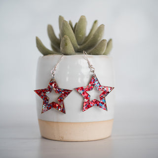 Americana Chunky Glitter Star Dangles 2