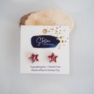 Americana Chunky Glitter Star Studs