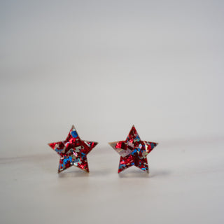 Americana Chunky Glitter Star Studs