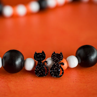 Black Glitter Cat Studs 2