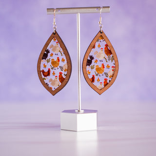 Chicken Inset Teardrop Dangle Earrings 2