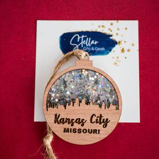 Kansas City Missouri Skyline Ornament - Fairy Dust Glitter