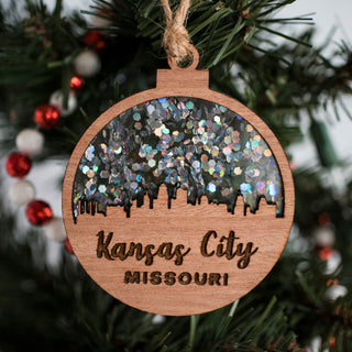 Kansas City Missouri Skyline Ornament - Fairy Dust Glitter