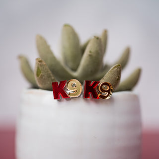 K9 Studs - Red & Gold Mirror