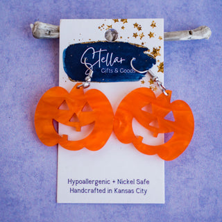 Orange Pearl Jack O'Lantern Dangles