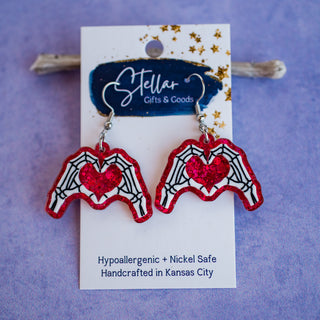 Skeleton Heart Hands Dangles