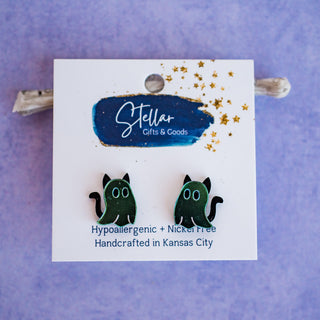 Black Cat Ghost Studs