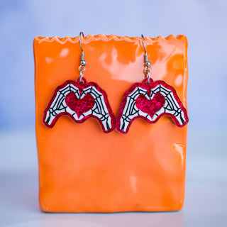 Skeleton Heart Hands Dangles