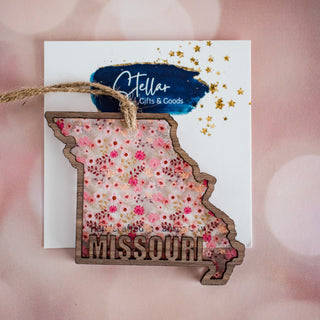 Missouri State Ornament - Pink Floral