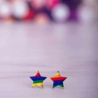 Diagonal Stripe Pride Star Studs