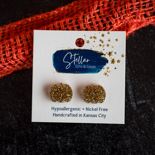 Gold Glitter Pumpkin Studs