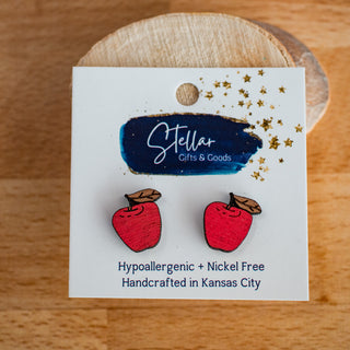 Hand Painted Apple Studs