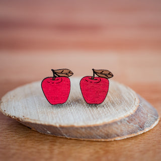 Hand Painted Apple Studs 2